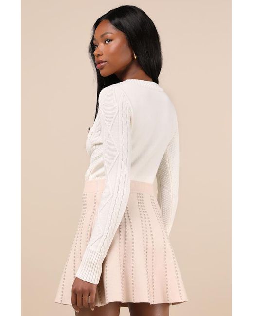 Lulus Natural Chic Weather Lurex Knit High-Waisted Skirt