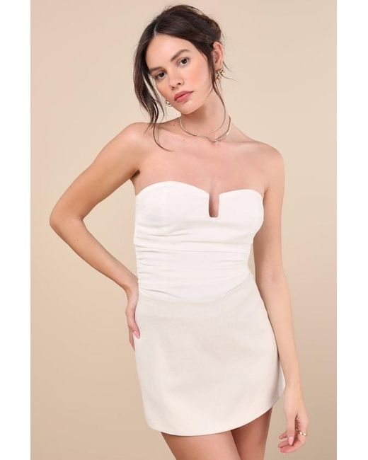 Lulus Natural Maita Linen Mid-Rise Micro Skort