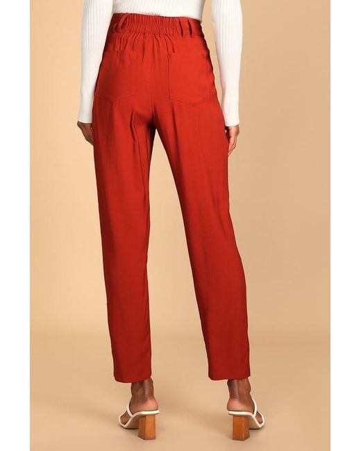 Lulus Orange Strictly Business Rust High-Waisted Trouser Pants