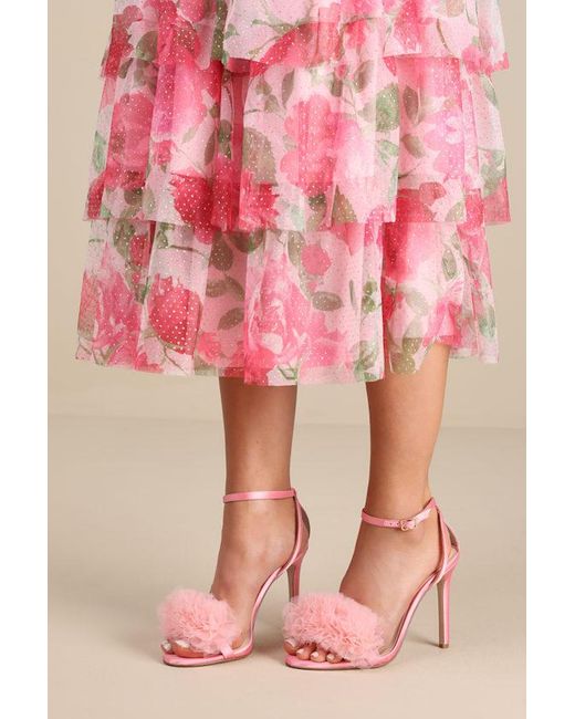 Jessica Simpson Jilria Satin Ankle Strap High Heel Sandals in Pink | Lyst UK