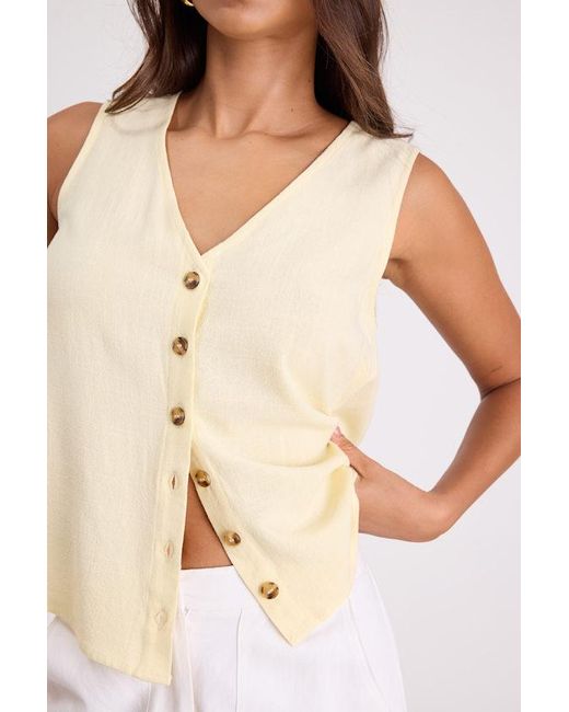 Lulus White Casually Sophisticated Linen Sleeveless Button-Front Top