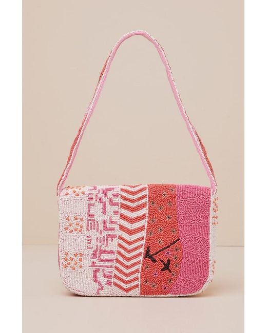 Lulus Pink Radiant Inclination Multi Beaded Shoulder Bag