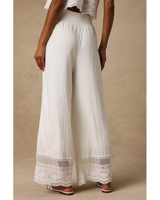 Lulus Natural Parisa Cotton Crochet Lace Wide-Leg Pants