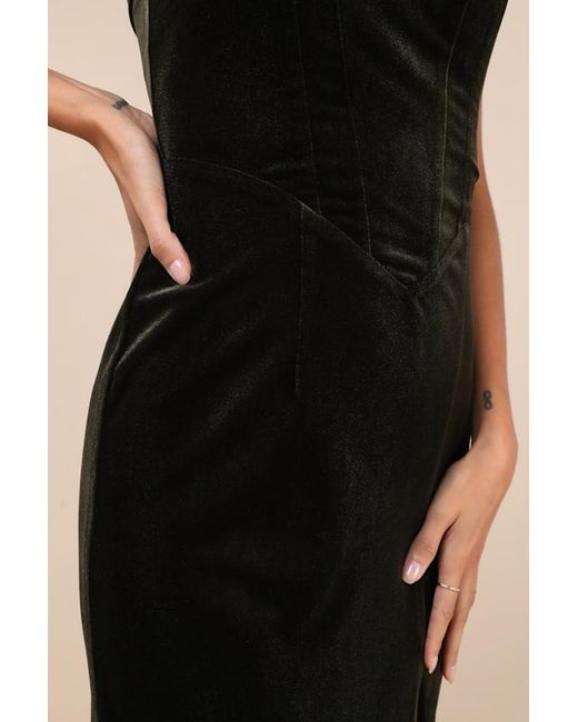 Lulus Black Gorgeous Composure Velvet Lace-Up Sleeveless Midi Dress