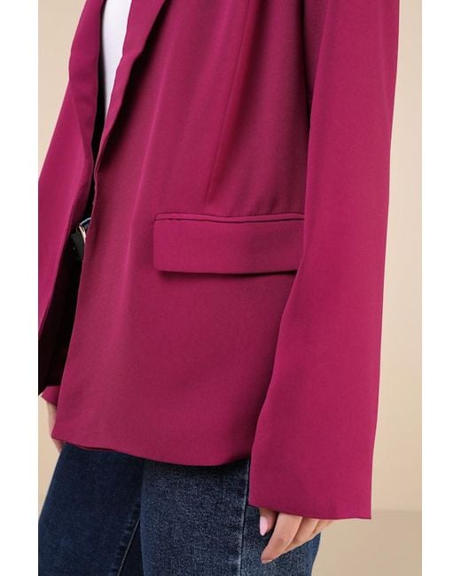 Steve Madden Pink Payton Berry Open-Front Blazer