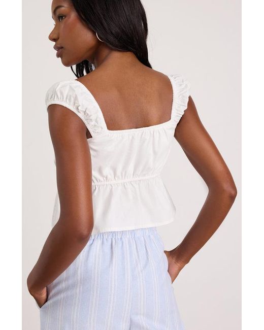 Lulus White Agneta Cap Sleeve Peplum Top