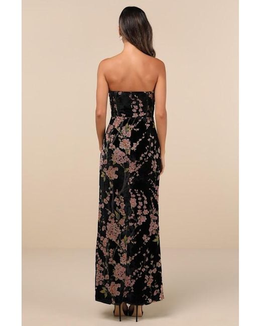 Lulus Natural Luxurious Allure Burnout Velvet Strapless Maxi Dress
