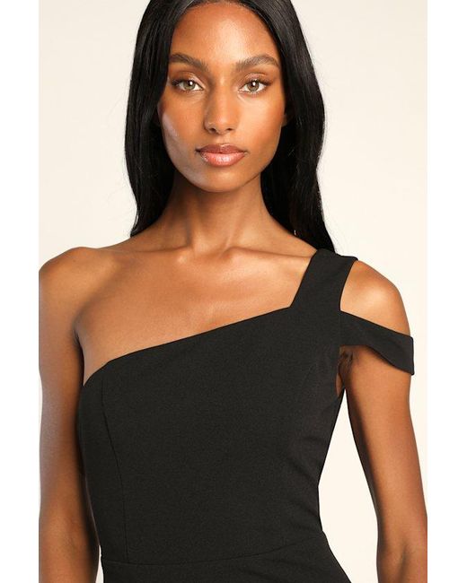 Lulus Black Make An Entrance One-Shoulder Mermaid Maxi Dress