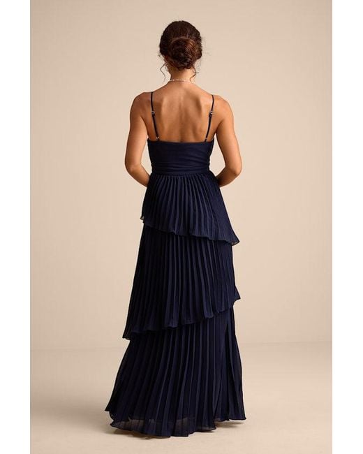 Lulus Blue Jehona Pleated Tiered Maxi Dress