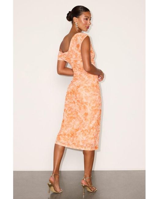 Lulus White Moriah Light Floral Mesh Asymmetrical Midi Dress