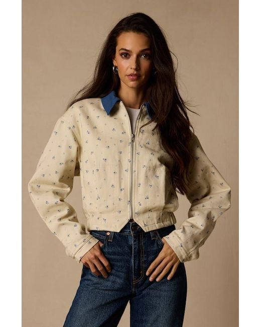 Lulus Natural Pomelina Cream Floral Twill Collared Jacket