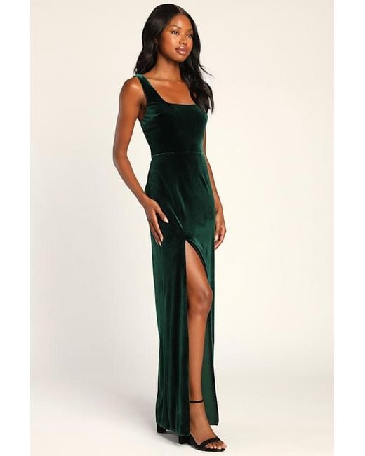 Lulus Black Elegant Sweetie Velvet Square Neck Maxi Dress