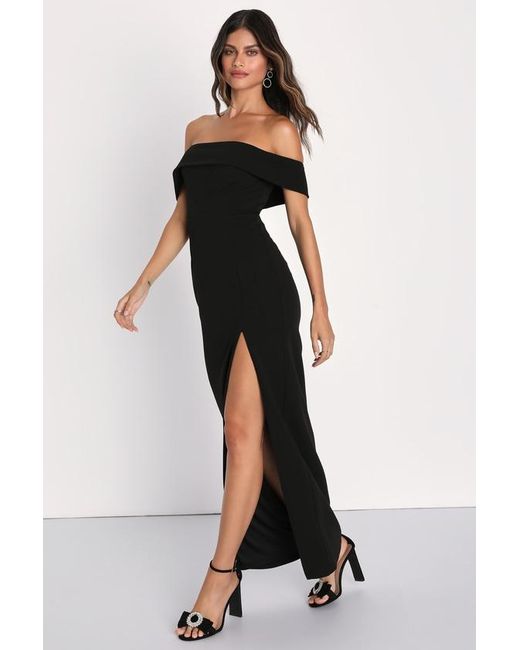 Lulus Black Enchanting Romantic Off-The-Shoulder Maxi Dress