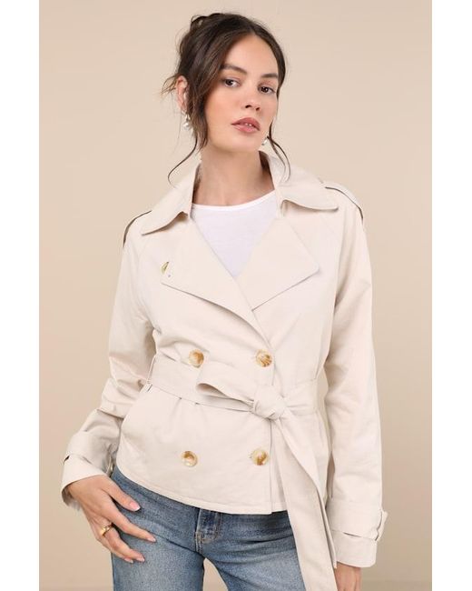 Lulus Blue Lianna Cropped Trench Coat
