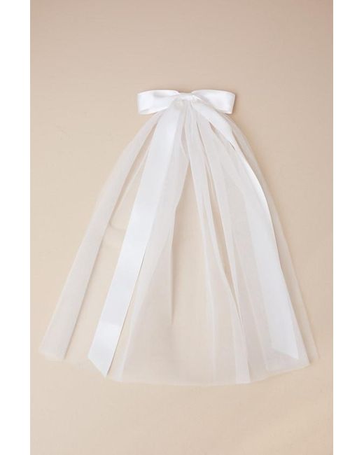Lulus White Dreamy Adoration Satin Bow Hair Clip Veil