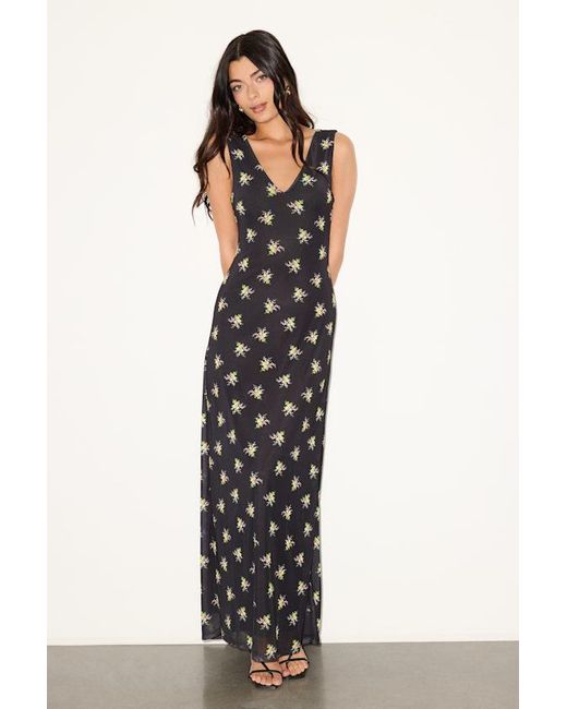 AFRM LOS ANGELES Blue Earhart Multi Floral Mesh Maxi Dress
