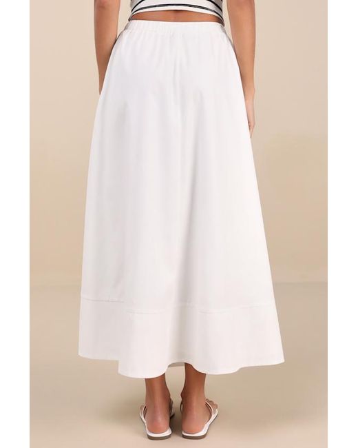 Lulus Natural Varinia Poplin A-Line Maxi Skirt