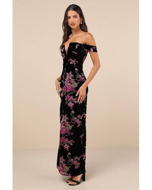 Lulus Natural Enchanting You Burnout Velvet Off-The-Shoulder Maxi Dress