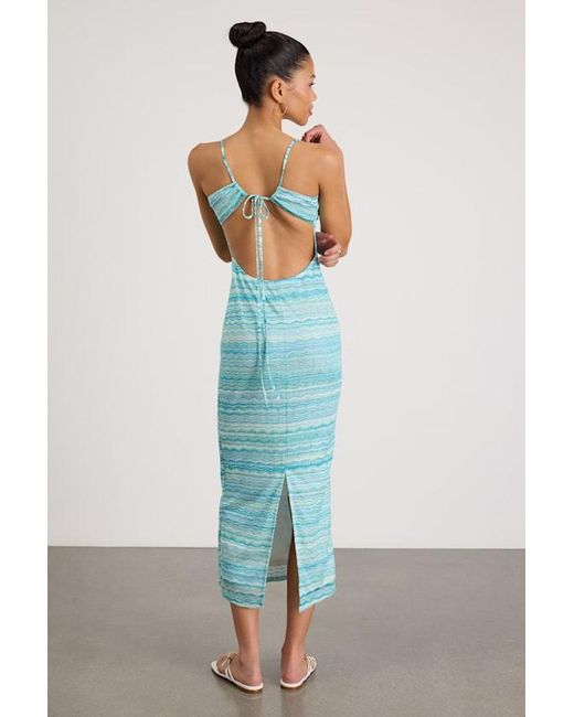 Lulus Blue Alanza Multi Tie-Back Sweater Midi Dress