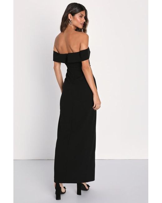 Lulus Black Enchanting Romantic Off-The-Shoulder Maxi Dress