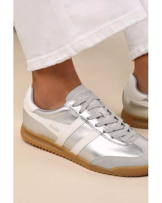 Gola White Torpedo Glimmer And Off Leather Lace-Up Sneakers