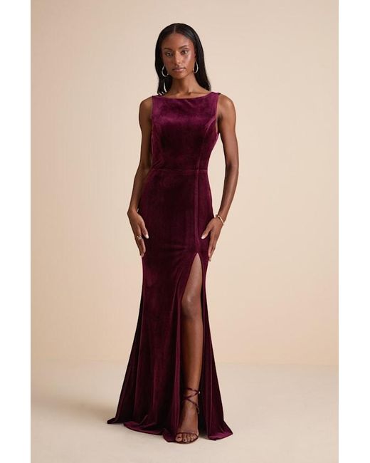 Lulus Red Ravishing Poise Velvet Cowl Back Sleeveless Maxi Dress