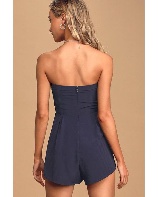 Lulus Blue Inez Tie-Front Romper
