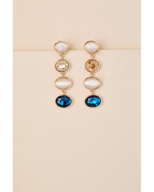 Lulus Brown Arianda Multi Rhinestone Drop Earrings