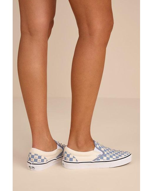 Vans Classic Glacial Slate Checkerboard Rhinestone Slip-On Sneakers in ...