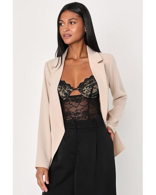 Lulus Black In-Charge Aura Angled Hem Blazer