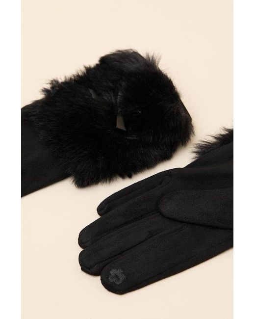 Lulus Black Jancy Faux Fur Gloves