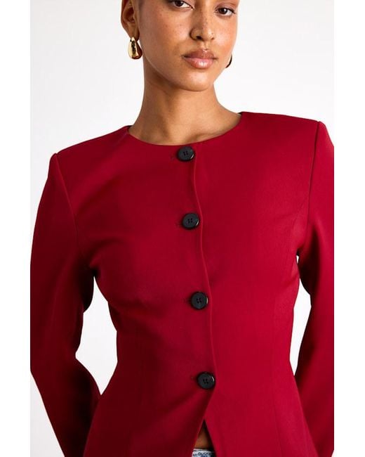 Lulus Red Elyna Button-Front Blazer