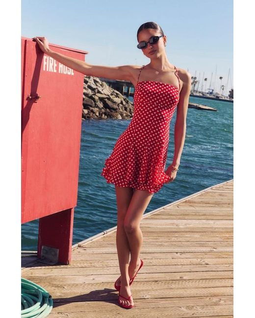 Lulus Perfected Sweetness Polka Dot Pleated Tiered Mini Dress