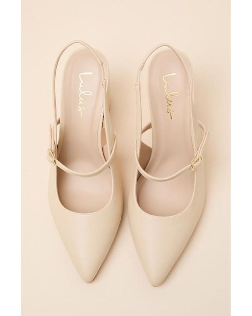 Lulus Natural Mattera Bone Pointed-Toe Slingback Pumps