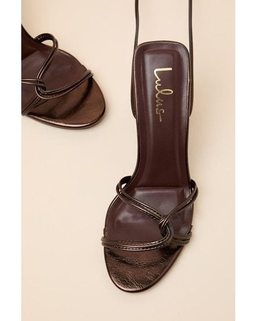 Lulus Natural Adara Metallic Lace-Up High Heel Sandals