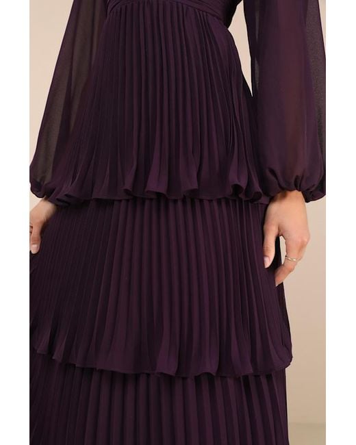 Lulus Purple Impactful Elegance Tiered Balloon Sleeve Maxi Dress