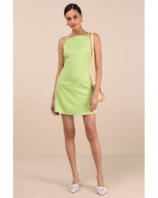 Lulus Green Chic Ease Lime Sleeveless Mini Dress