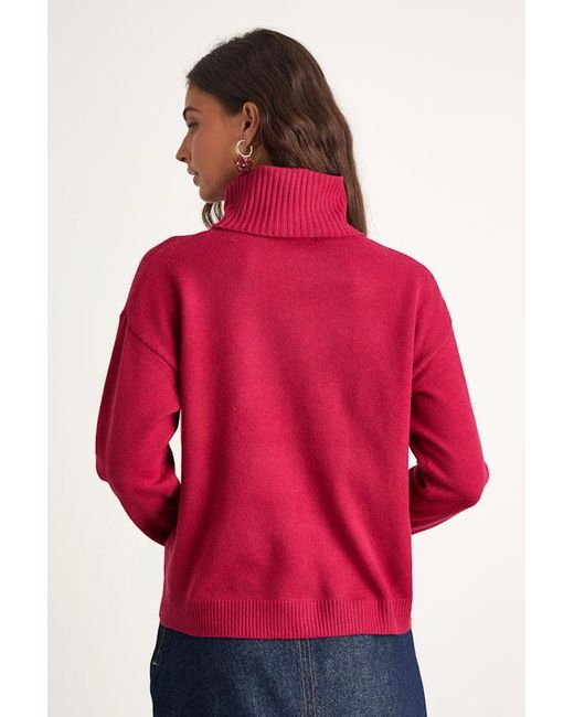 Lulus Red Amazing Memories Turtleneck Sweater