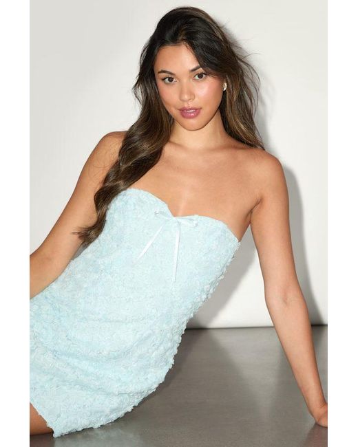 Lulus Blue Elith Mesh 3D Floral Mini Dress