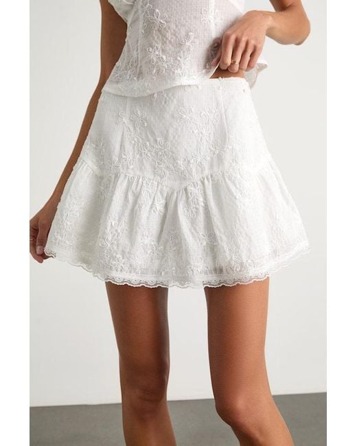 Lulus White Dessie Embroidered Mini Skirt