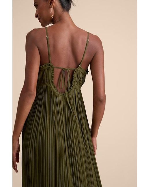 Lulus Natural Delina Plisse Chiffon Tie-Back Maxi Dress