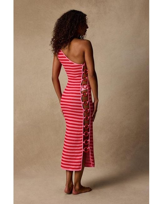 Lulus Pink Murica And Striped Cutout Midi Swim Cover-Up