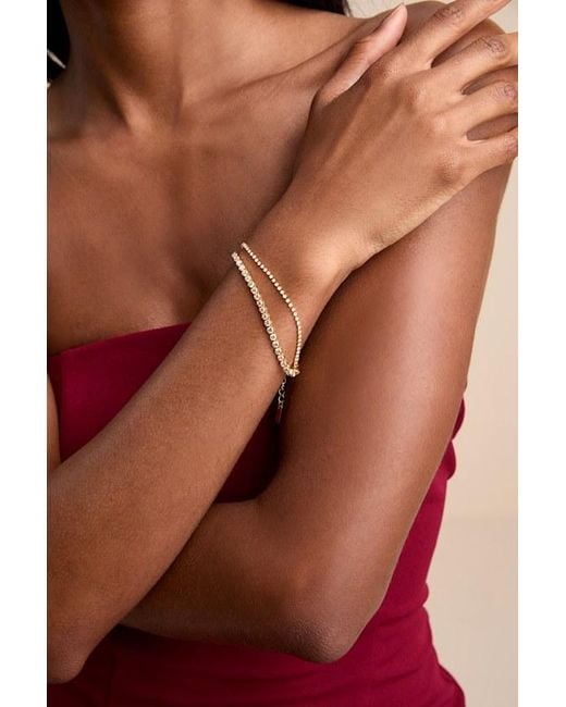 Lulus Natural Sersah Cubic Zirconia Layered Tennis Bracelet
