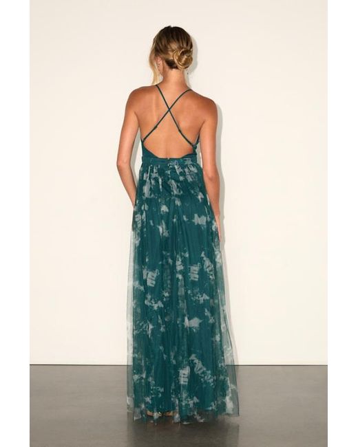 Lulus Elegant Moment Tie-Dye Backless Maxi Dress in Green