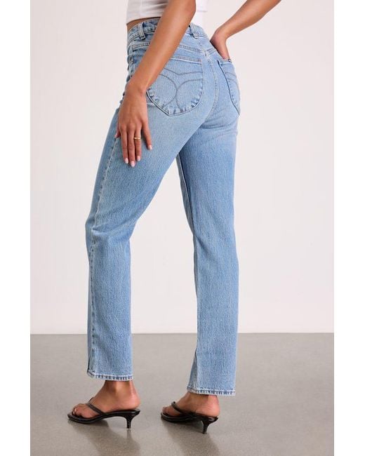 Rolla's Blue Loulou Light Wash High-Rise Straight Leg Jeans