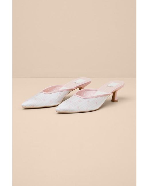 Dolce Vita Natural Cleo Floral Satin Pointed-Toe Kitten Heel Pumps