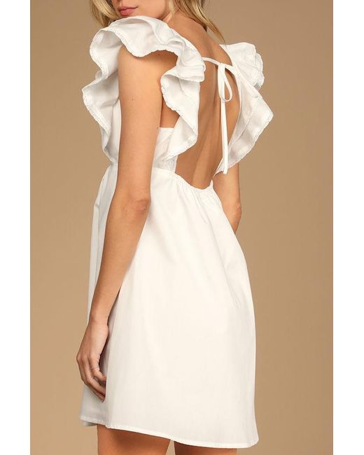 Lulus Natural Marvelous Time Ruffled Mini Dress