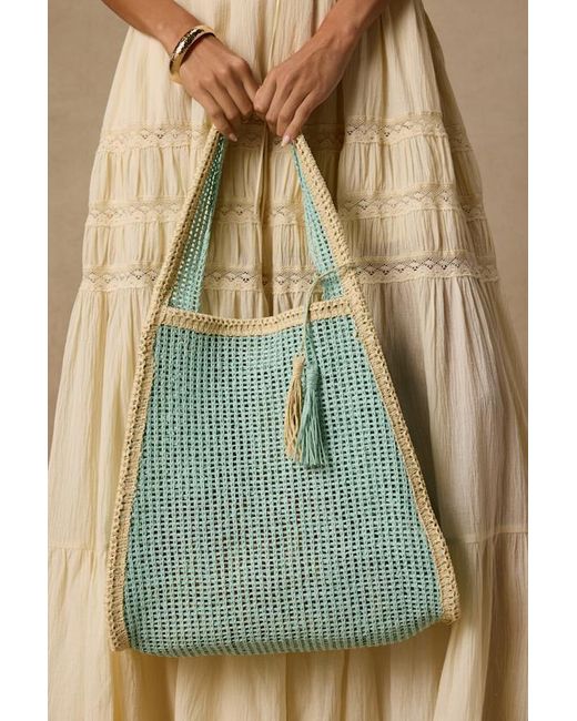 Lulus Green Shoreline Aqua Raffia Tote Bag