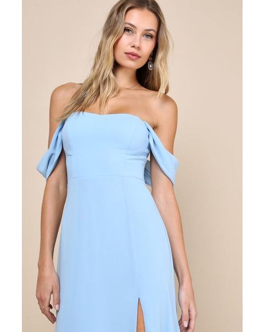Lulus Blue Magical Magnetism Off-The-Shoulder Maxi Dress