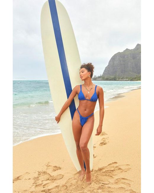 Rhythm Blue Castaway Bright Textured Triangle Bikini Top